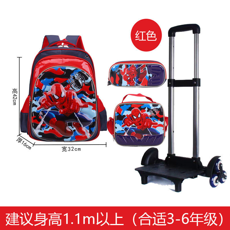 A Factory spot new foreign single three-piece backpack boys, girls, primary school students, children's trolley schoolbags, large capacity