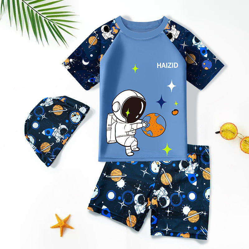 Traje de baño nuevo para niños, lindo mono de manga corta con estampado de dibujos animados de sirena, venta al por mayor de fábrica, 0,15 KG 