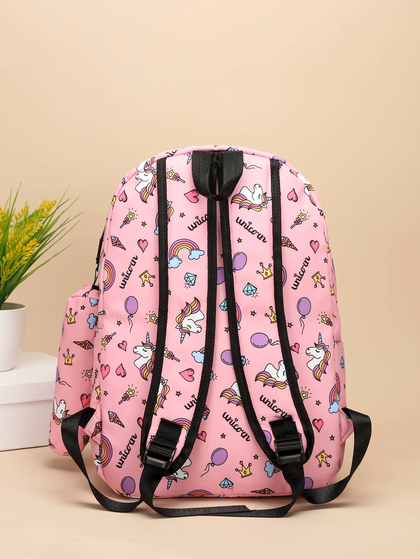 Mochila de estudiante de secundaria de Amazon para mujer, mochila infantil de unicornio, bolso bandolera, estuche para lápices, conjunto de tres piezas, bolso de hombro para mujer 