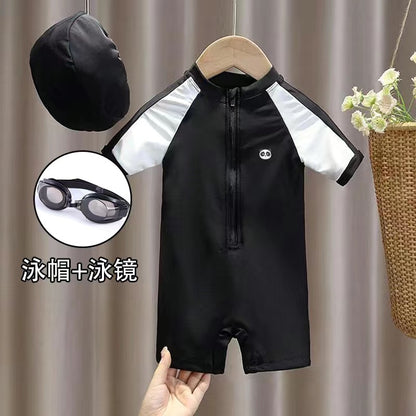 Traje de baño para niños de Corea del Sur, mono de secado rápido con protección solar de manga larga para niños, aguas termales, niños, bebés, hermoso traje de baño para niños pequeños 