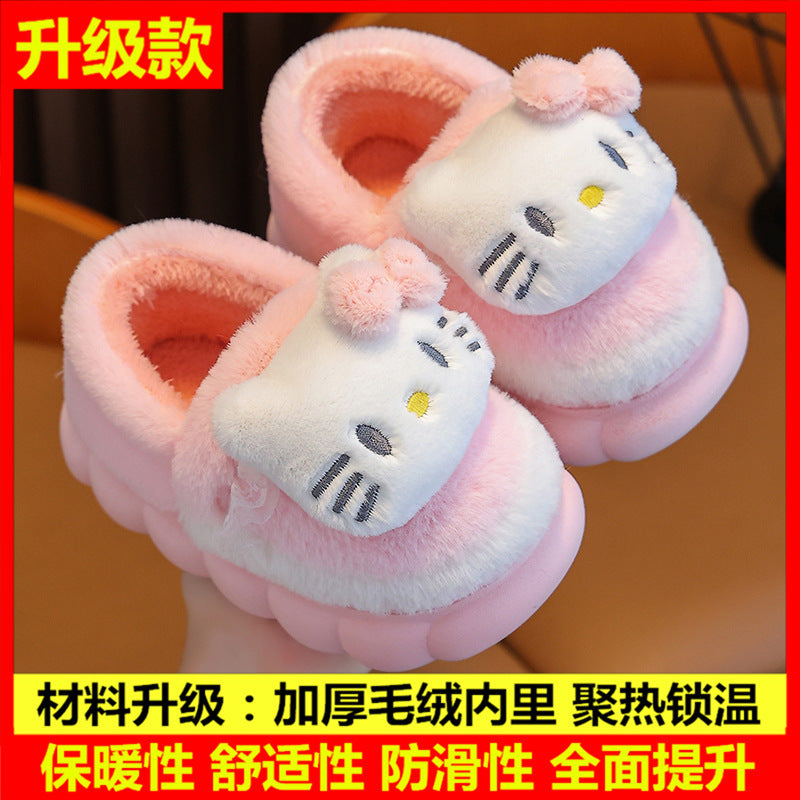 A new autumn and winter children's cotton slippers boys and girls indoor cute cartoon girls slippers infant baby cotton mop