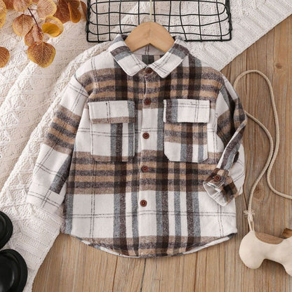 A kids wear cross-border foreign trade popular children's clothing boys and girls multi-colored plaid long-sleeved tops, spring and autumn shirts