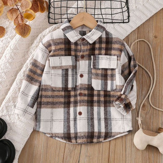 A kids wear cross-border foreign trade popular children's clothing boys and girls multi-colored plaid long-sleeved tops, spring and autumn shirts