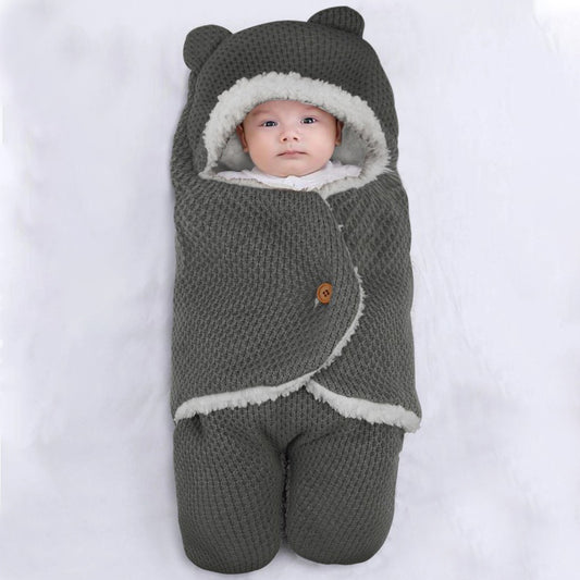 A European, American autumn and winter new velvet cold-proof knitted children's sleeping bag baby stroller outdoor warm sleeping bag blanket