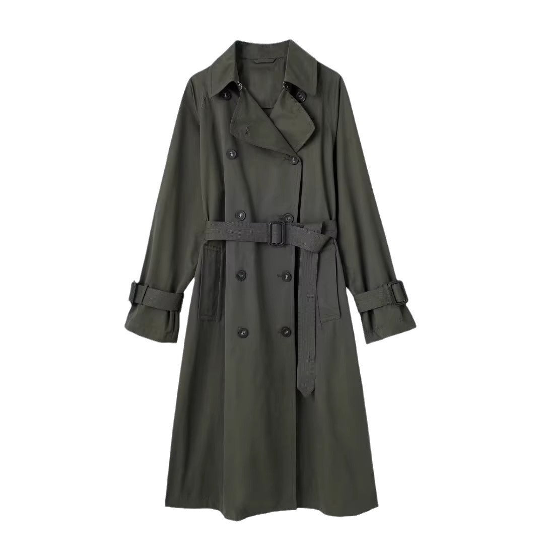 A Winter temperament with belt loose women's medium and long double-breasted trench coat