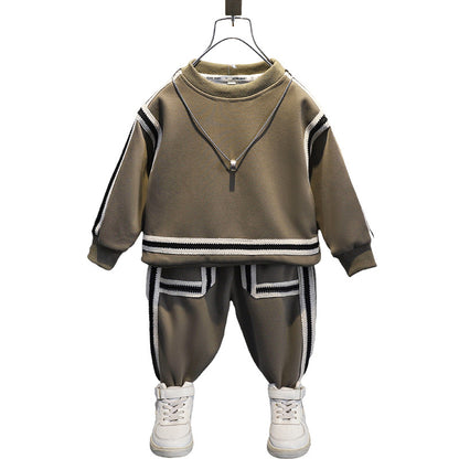 A baby spring suit new children's clothing children's autumn clothing sports two-piece set little boy handsome trendy children's clothing