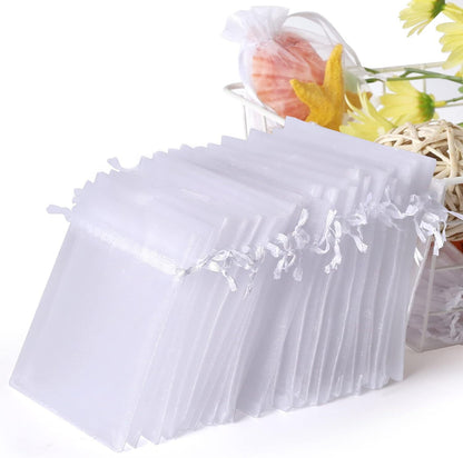 A White yarn bag wholesale jewelry yarn bag bundle mouth bag gift bag white organza mesh bag, happy candy bag MOQ: 500 PIECE