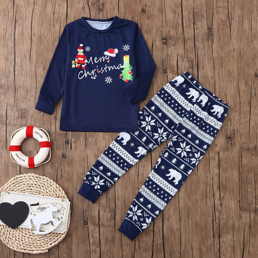 New autumn and Christmas parent-child outfits from Europe and America, full home printed long sleeved sets, home clothing, and family pajamas