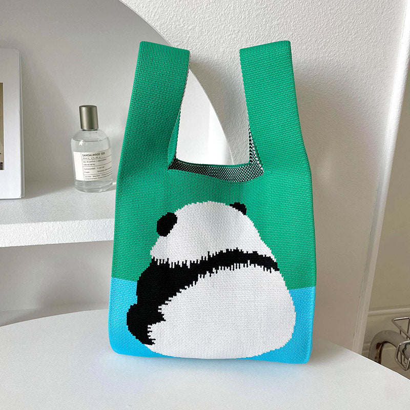 tote bag, cute animal handbag, knitted women's handbag