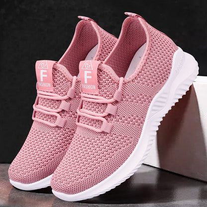 Female Shoes Cross border New Casual Fashion Running Shoes Flyknit Breathable Women's Shoes Soft Sole Trendy Sports Shoes Female