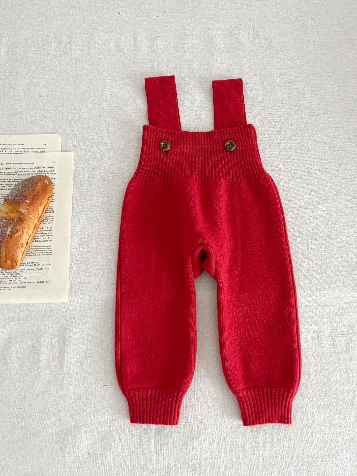 A ins style baby autumn knitted overalls Korean version infant onesie male and female baby foreign style knitted pants