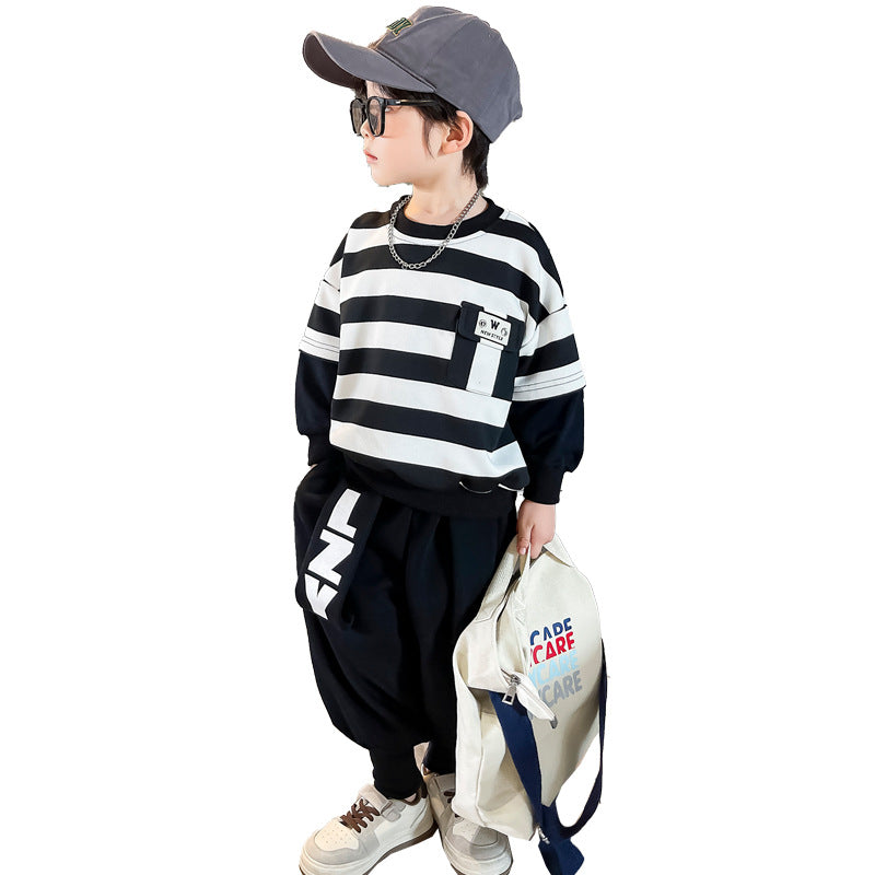 A boys autumn suit new foreign style baby spring and autumn clothing fashionable handsome clothes children ruffian handsome children's clothing tide