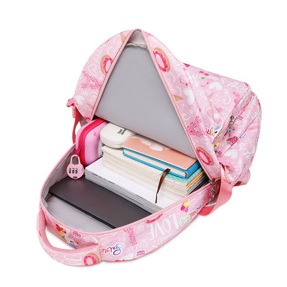 A 2023 New Backpack for Primary School Students Cartoon Print School Bag for Middle School Students School Girls Three-Piece Backpack