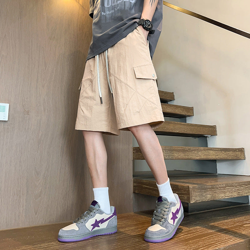 A Wind-like pants!Japanese cargo shorts, men's summer thin, trendy, loose athleisure pants