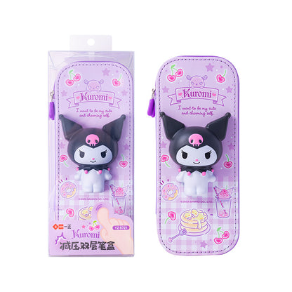 A iigen Stationery, Sanrio Family Image Decompression Pen Box, Multi functional Student Stationery Box, Children's Pen Bag