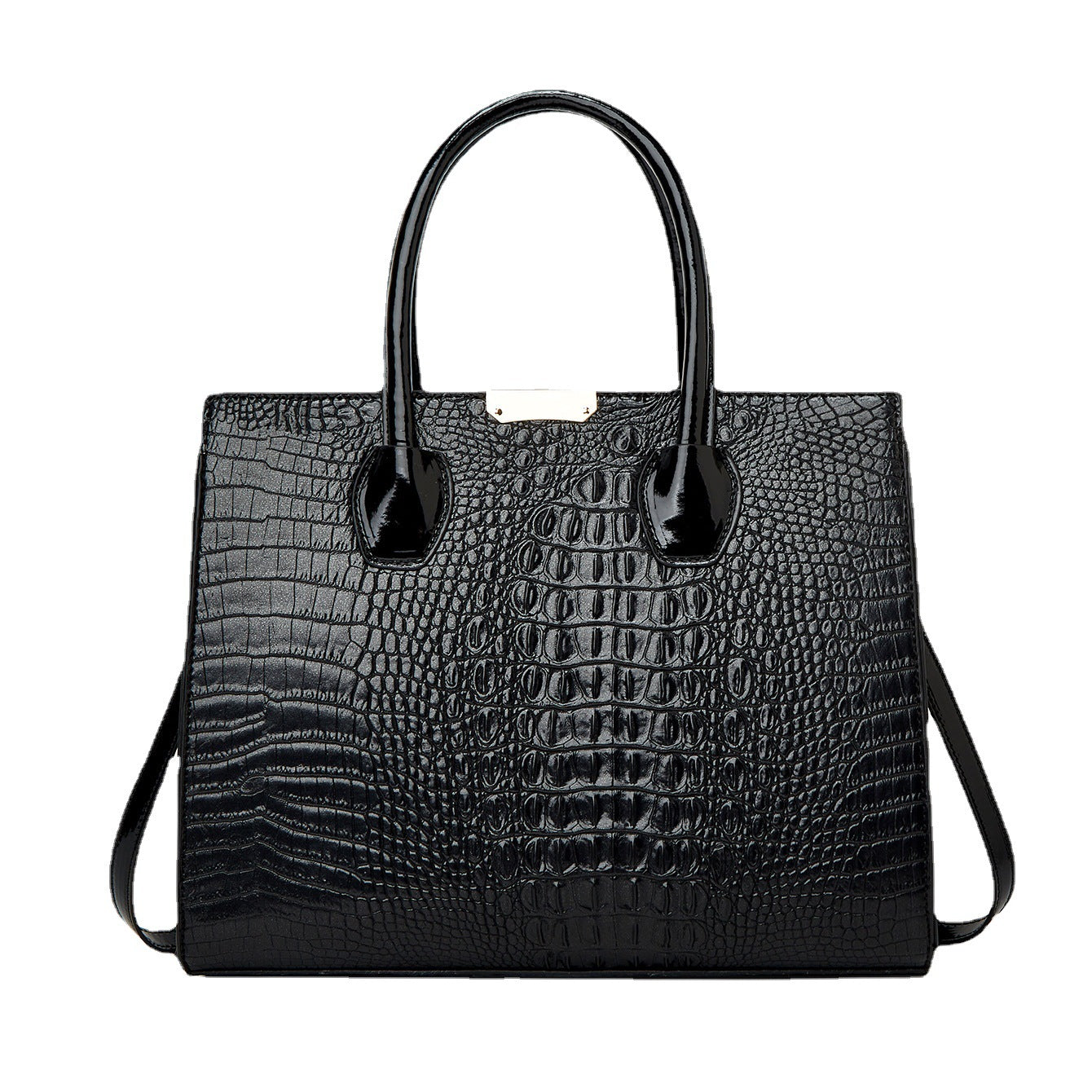 Crocodile pattern gradient three-piece large-capacity shoulder crossbody handheld tote bag