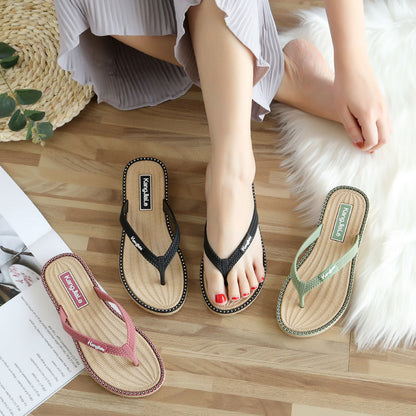 A 2024 new slippers women&#039;s outdoor flip-flops women&#039;s summer leisure tasteless antibacterial flat-bottomed anti-fall and anti-slip models