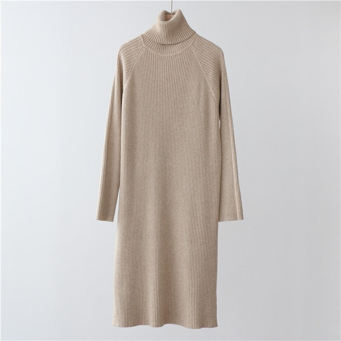 A autumn and winter turtleneck sweater dress winter knitted skirt thickened pit strip bottoming skirt is thin, loose and lazy 7290