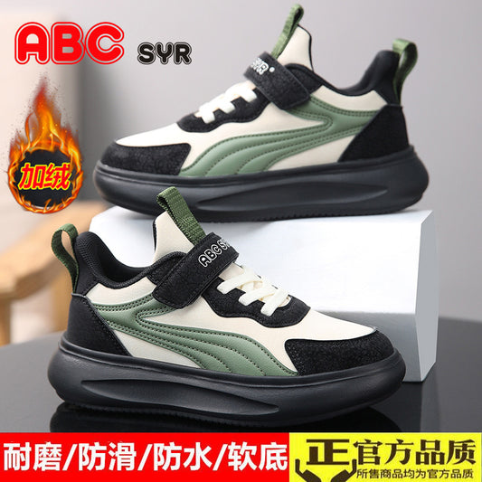 Girls' sports shoes 2023 winter new non-slip wear-resistant plus velvet cotton shoes students soft sole wear-resistant warm casual shoes