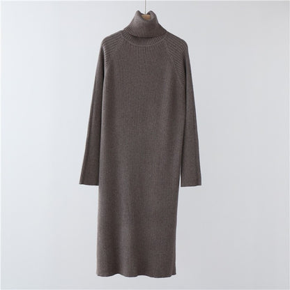 A autumn and winter turtleneck sweater dress winter knitted skirt thickened pit strip bottoming skirt is thin, loose and lazy 7290