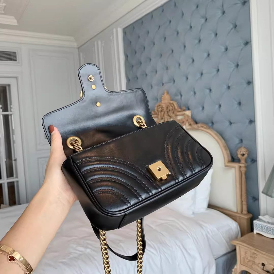 A new double g cowhide love wavy quilted Mamon bag casual mini chain single shoulder diagonal span Bacchus women's bag