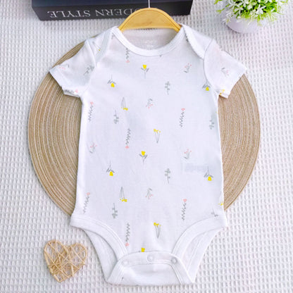 A Newborn summer short-sleeved one-piece clothes for infants and toddlers cotton triangle bag fart floral clothes for boys and girls wholesale