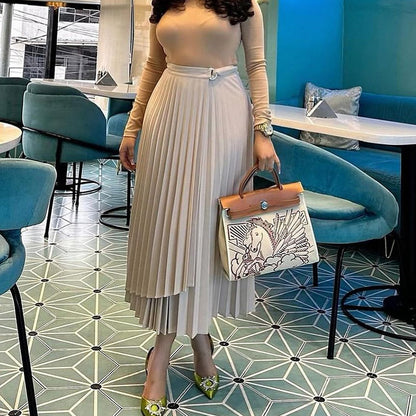 A European and American foreign trade women's clothing 2024 summer new high-waisted thin lace-up irregular medium and long A-shaped skirt