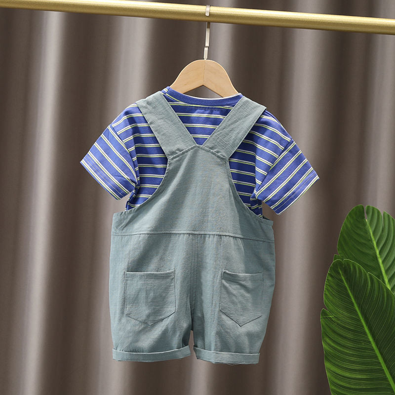 Men&#039;s treasure clothes boy&#039;s summer suit baby short-sleeved suspenders handsome baby children&#039;s summer new tide clothes.0.15kg