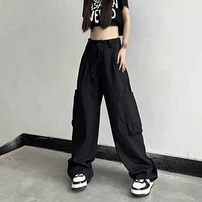 A bf style street pants women's summer American retro overalls, straight trousers high waist and thin casual pants ins tide