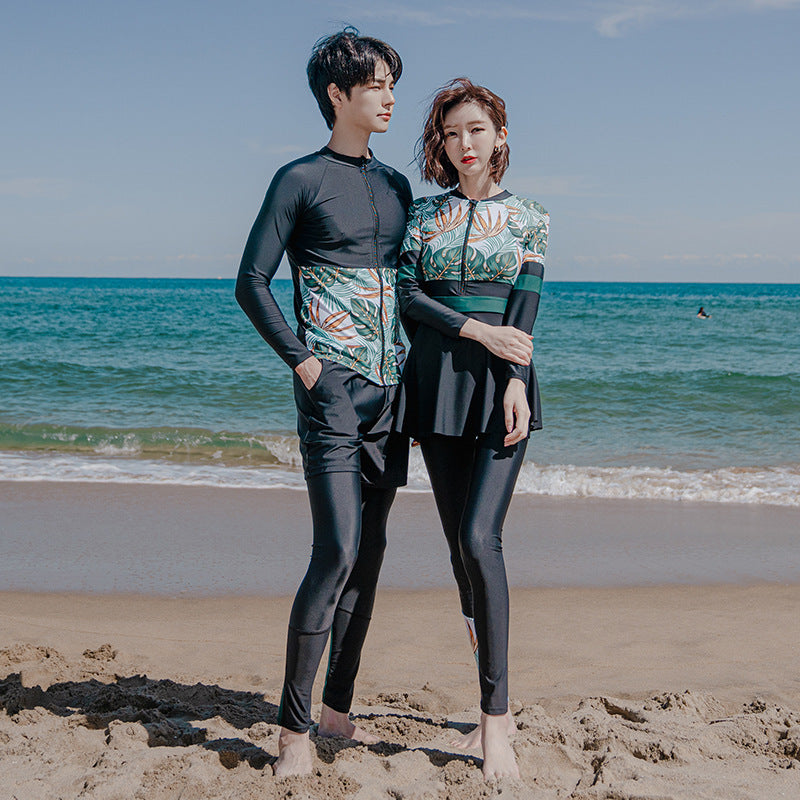 Nuevos trajes de buceo para parejas, pantalones de manga larga, trajes de hombre, bañadores de aguas termales y lotes de fábrica de origen transfronterizo de un fabricante 