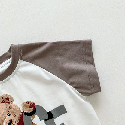 A Trendy 2023 Summer Korean Edition Loose Men's Treasure Triangle Bag Bottom Coat Baby Brown Little Bear Soft and Comfortable Cotton Climbing Clothes