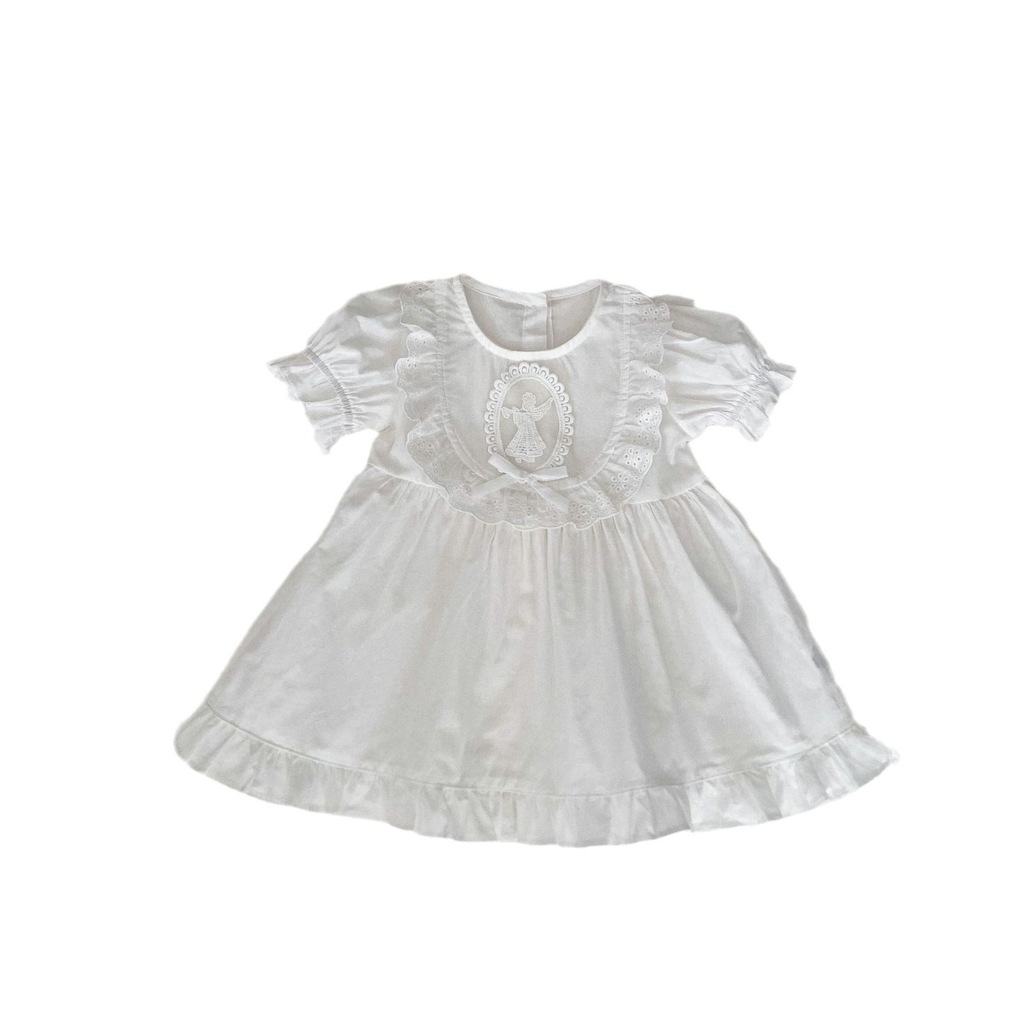 A girl&#039;s summer dress western lace princess dress 2024 new baby girl baby net color bubble short sleeve dress