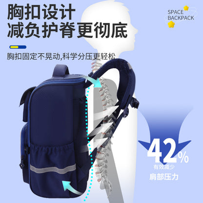 A Cross-border full-open space schoolbag for primary school students, foreign trade export, children's backpack, spaceman, dinosaur, mermaid