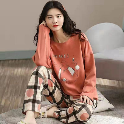 A large number of wholesale pajamas women's spring and autumn long-sleeved autumn and winter loungewear women's large size simple loose suit outer wear