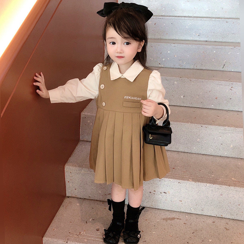 Girls Dress  Spring New Baby Girl College Style Princess Dress Korean Children's Shirt Skirt 0.1kg