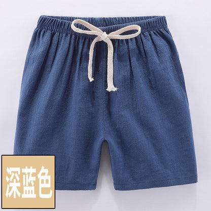 Pantalones cortos para niños, de algodón puro, estilo fino de verano, pantalones deportivos y de ocio de cinco puntos para niños, pantalones cortos para niñas y bebés. 