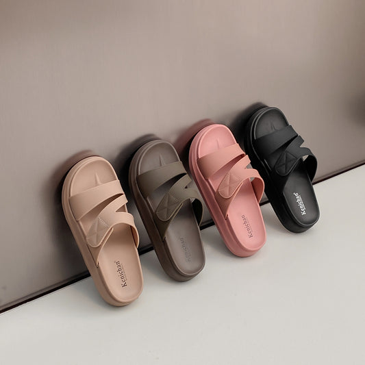 A new online celebrity platform sandals and slippers female Korean version with seaside holiday beach hook and loop non-slip slippers female wear.