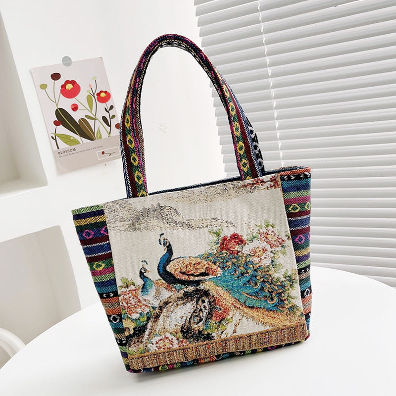 double sided embroidery printed bag