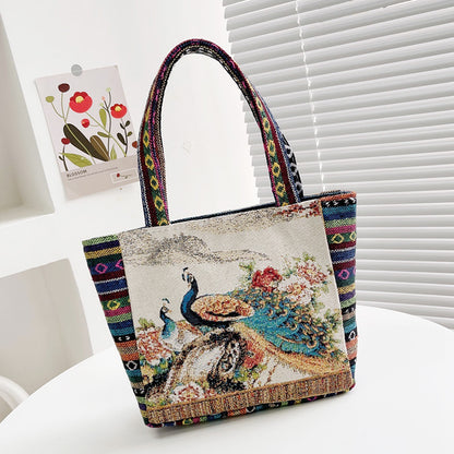 double sided embroidery printed bag