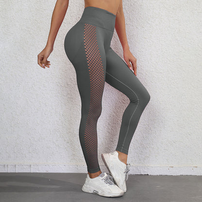 Pantalones de yoga, leggings de cintura alta para mujer, que adelgazan el abdomen y dan forma a los lados, pantalones de yoga con huecos (MOQ: 3 piezas, si hay menos cantidad, se debe cobrar 1 USD por tarifa exprés adicional) 