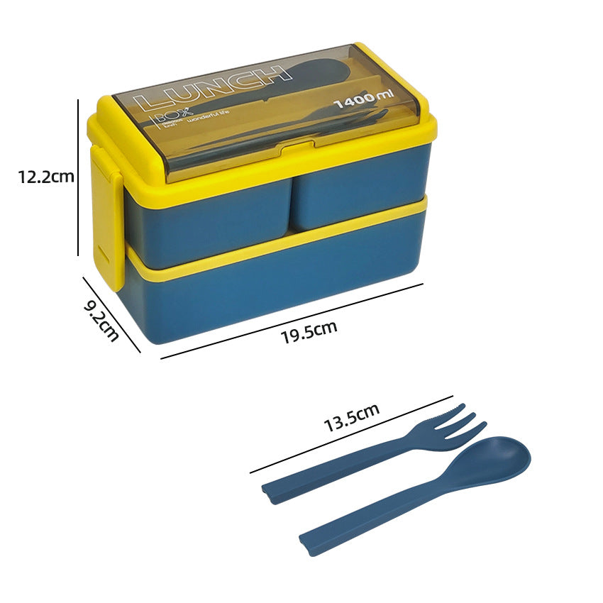 A Japanese-style double-layer plastic lunch box microwave oven separated sealed insulation student lunch box office lunch box wholesale