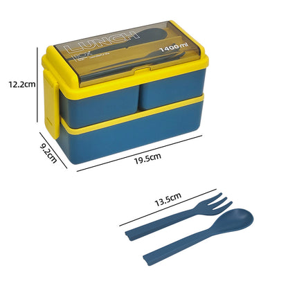 A Japanese-style double-layer plastic lunch box microwave oven separated sealed insulation student lunch box office lunch box wholesale