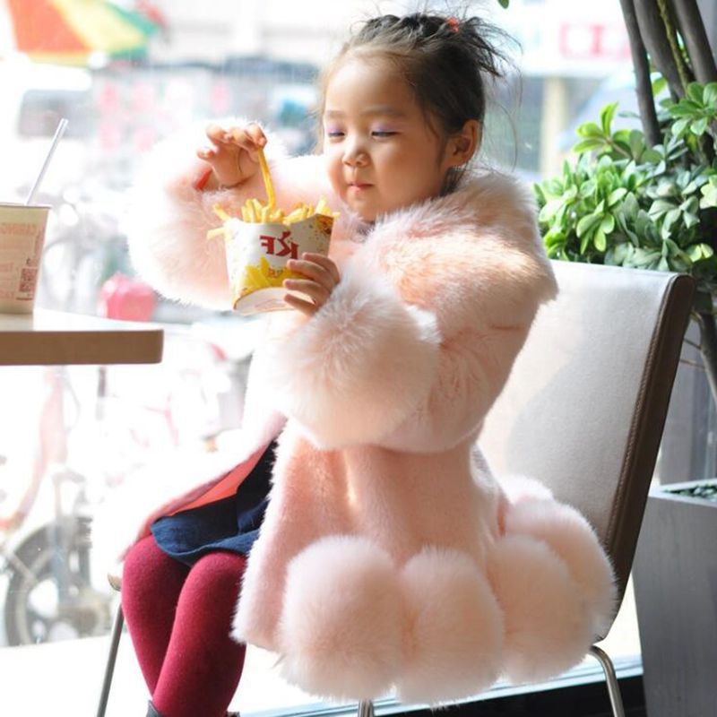 A autumn and winter new children's imitation fur jacket girls Korean version imitation mink fox hair thickened parent-child model