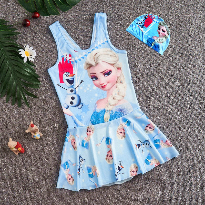 Traje de baño para niñas de una pieza, de tamaño mediano y grande, para niñas, estilo princesa, con falda, 0,1 kg 