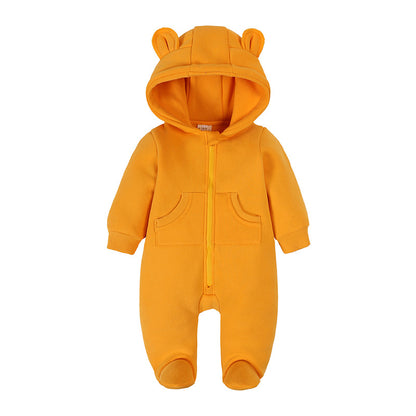 A AliExpress wish newborn baby onesie autumn and winter fleece thick warm climbing clothes baby winter foot-wrapped Romper