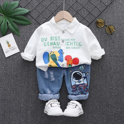 Conjunto de otoño para niños Camisa de dibujos animados de manga larga 0 Camisa para bebés y niños pequeños 1-2-3-5 años Tendencia 0,3 kg 