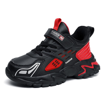 Zapatos de red de cuero impermeables para niños, zapatos de otoño para estudiantes, zapatos de red para correr para niños, zapatos para niños, zapatos deportivos para niños medianos y grandes 