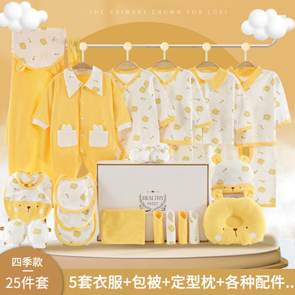 A Baby Cotton Clothes Gift Box Newborn Set Spring and Autumn Season Gift Box Clothes Newborn Full Term Baby Set High end