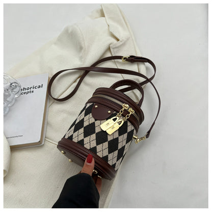 Crossbody bag texture rhombus hand bucket bag 0.34KG