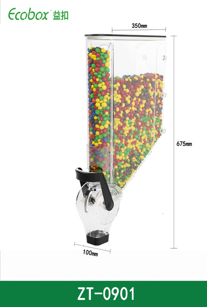 A Wall Mount Dispenser Nut Candy Chocolate Beans Gravity Food Box Deposit Pin Clear Plastic Gravity Jar